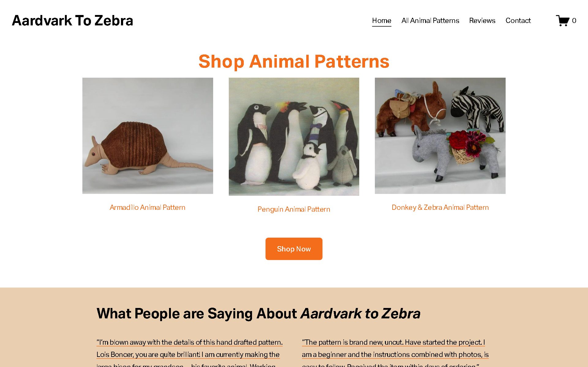 Aardvark to Zebra website - stuffed animal sewing patterns and kits